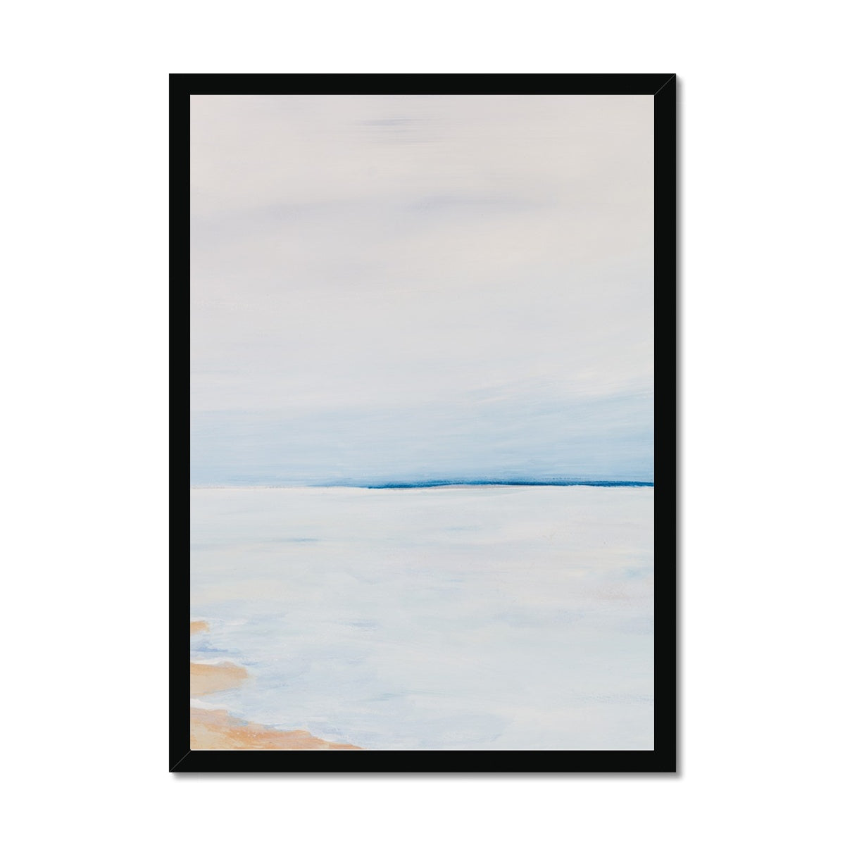 Modern Abstract Coastal Painting No 2 | Minimal Sea Painting Blue - Framed Wall Art