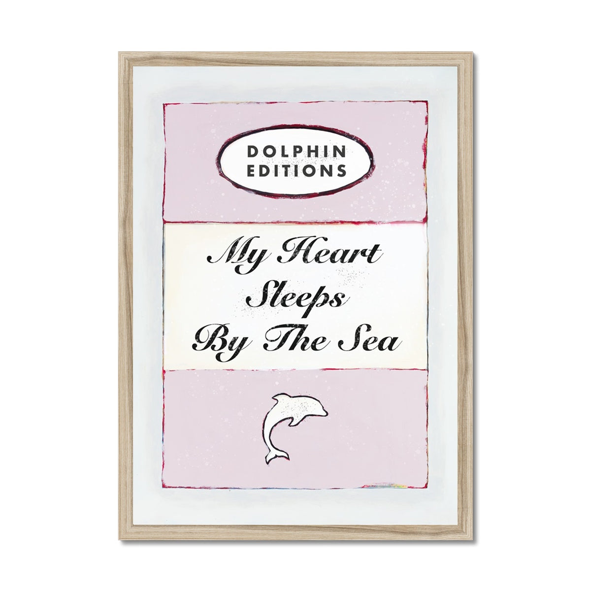 My Heart Sleeps (Pink)  Quote on  Vintage Style Book Cover Print  - Framed