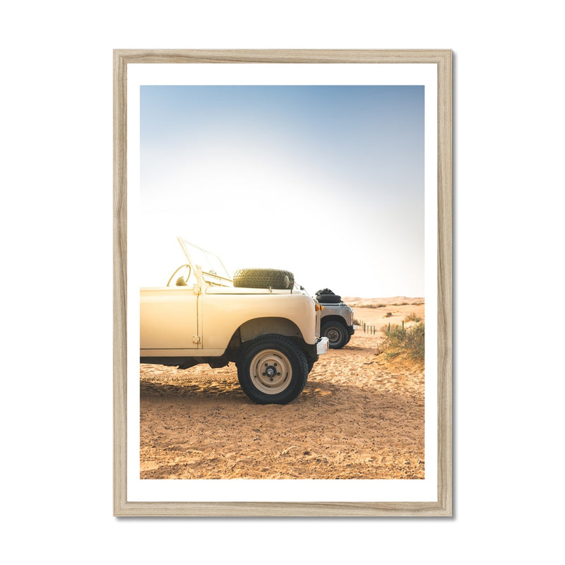 Land Rover Defender Beach at Dawn Photography Print | Colourful - Framed