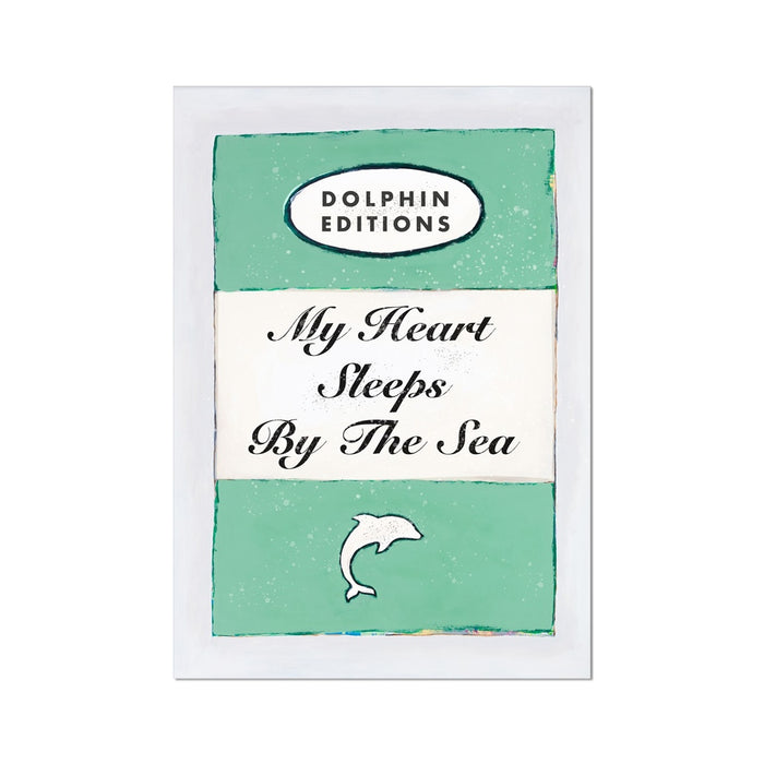 My Heart Sleeps (Jade) Quote on  Vintage Style Book Cover Print  - Unframed