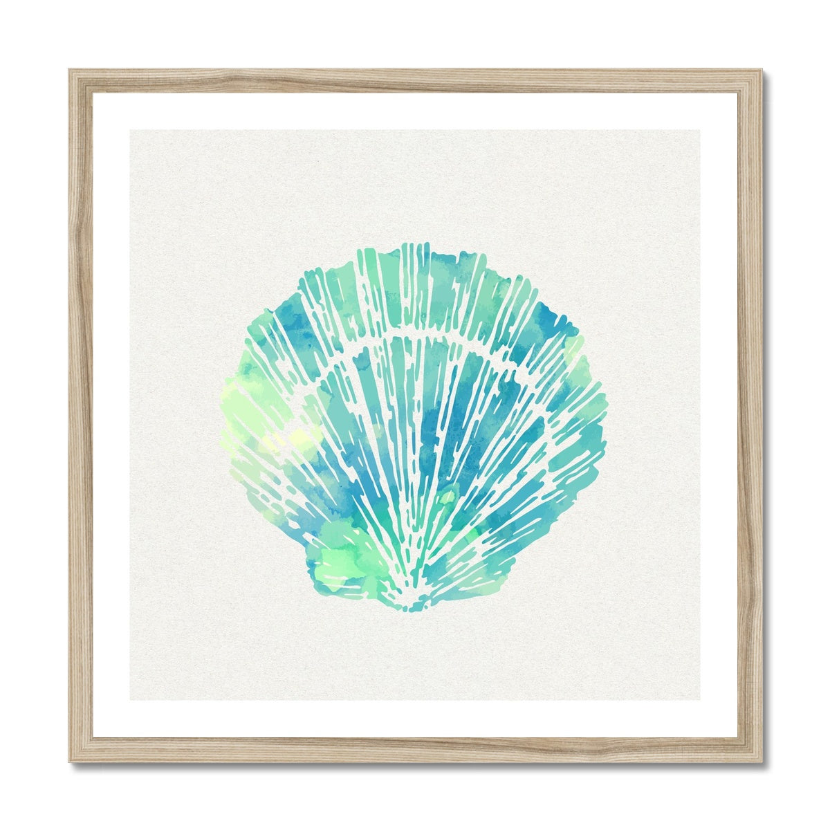 Opal Scallop Shell Art Print | Watercolour Shell Art - Framed