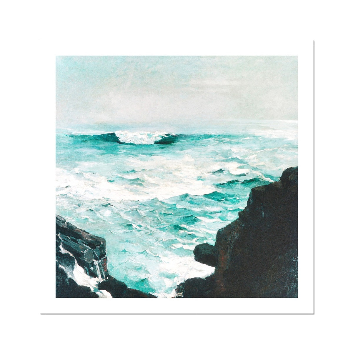 Sea View Painting | Vintage Watercolour Seascape Print - Unframed Wall Art