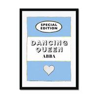 Dancing Queen Quote on  Vintage Style Book Cover Print in Blue  - Framed