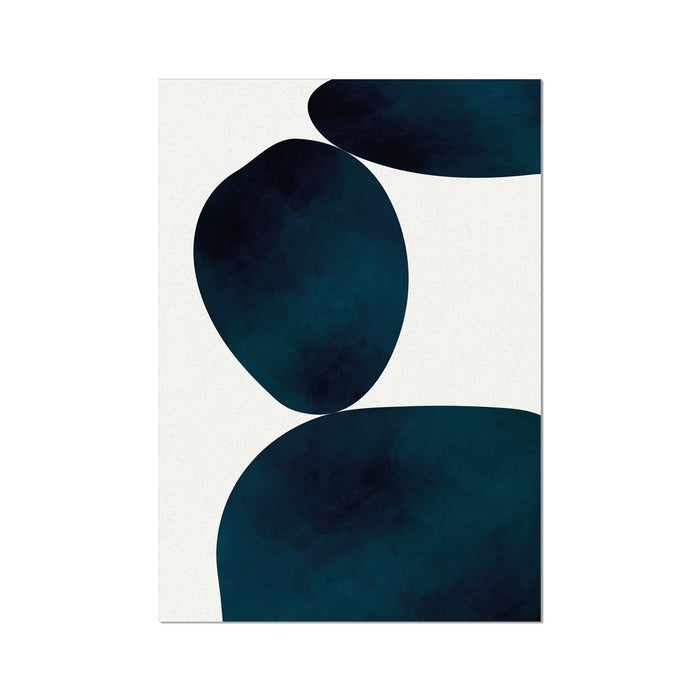 Indigo Balancing Stones No 3 Painting | Abstract Shape Art - Unframed