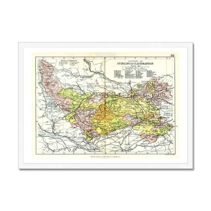 Stirling and Clackmannanshire Map Print - Framed