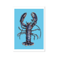 Lobster Art Print | Colourful Kitchen Wall Art | Lobster Painting on Blue - Unframed