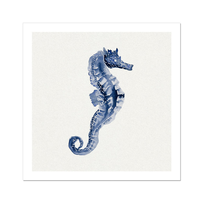 Indigo Dot Watercolour Seahorse Painting | Seahorse Art - Unframed Art Print