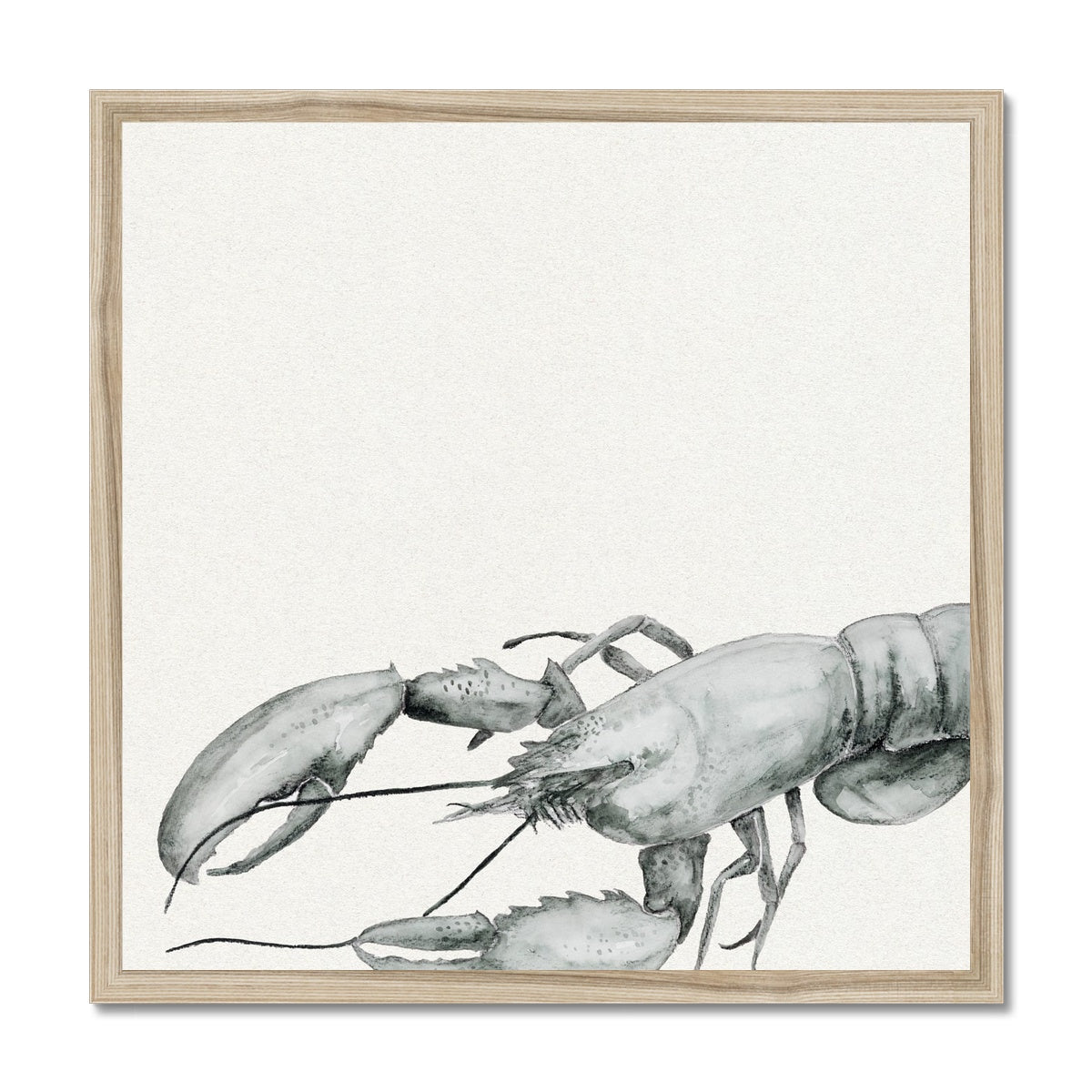 Ink Wash Lobster Art Print | Square Format - Framed