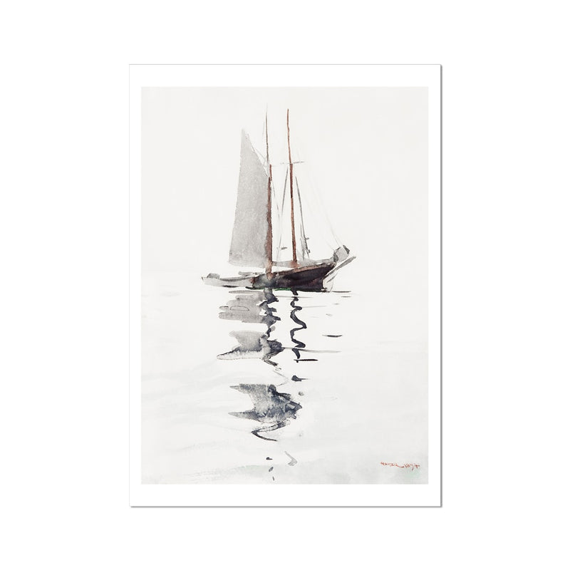 Schooner Painting | Vintage Watercolour Boat Wall Art Print - Unframed Wall Art