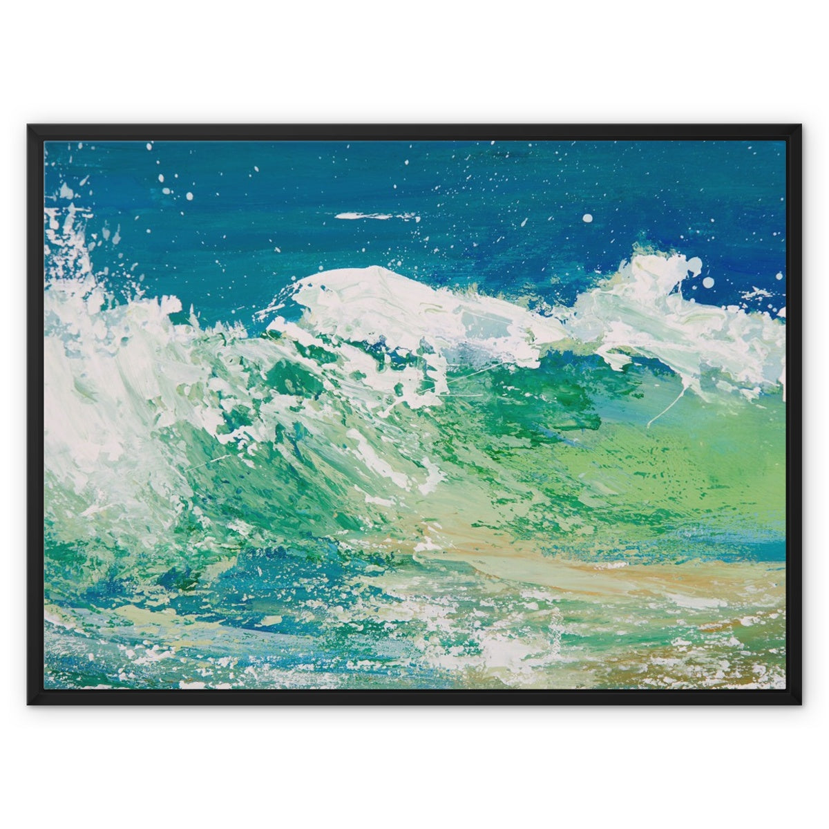 Wave Painting | Study No 1 | Seascape Beach Painting Wall Art - Framed Canvas