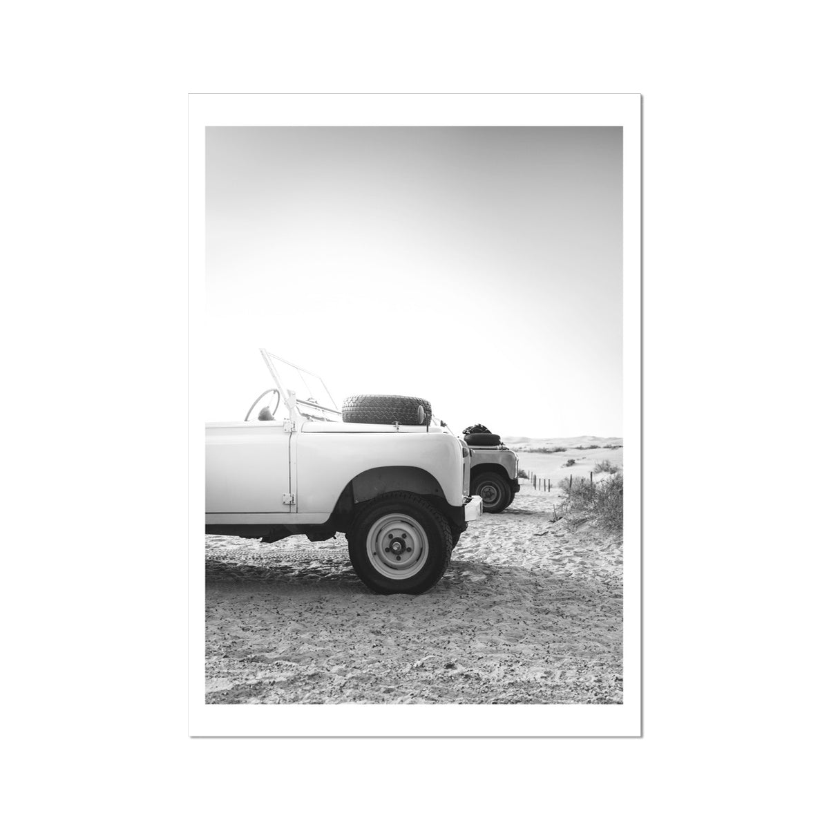 Land Rover Defender Beach at Dawn Photography Print - Unframed