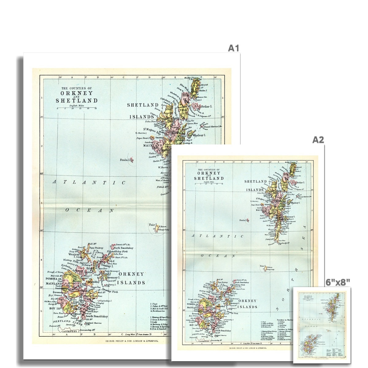 Orkney and Shetland Islands Map Print - Unframed