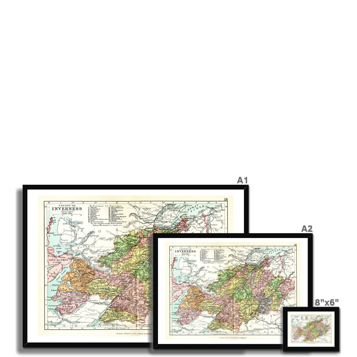 Highlands Map Print | Vintage Highlands Map - Framed