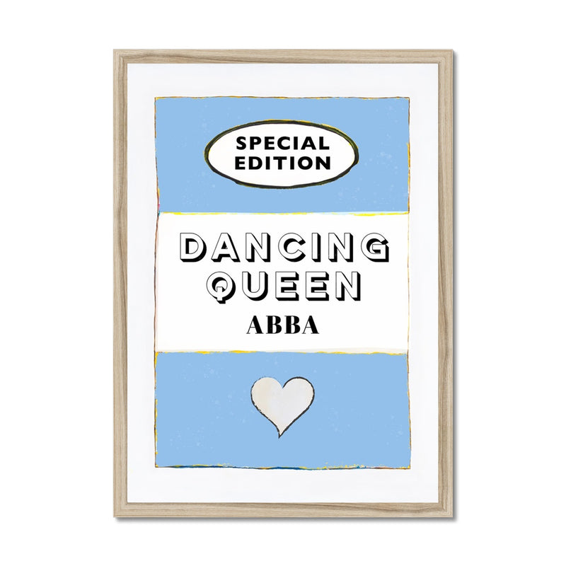 Dancing Queen Quote on  Vintage Style Book Cover Print in Blue  - Framed