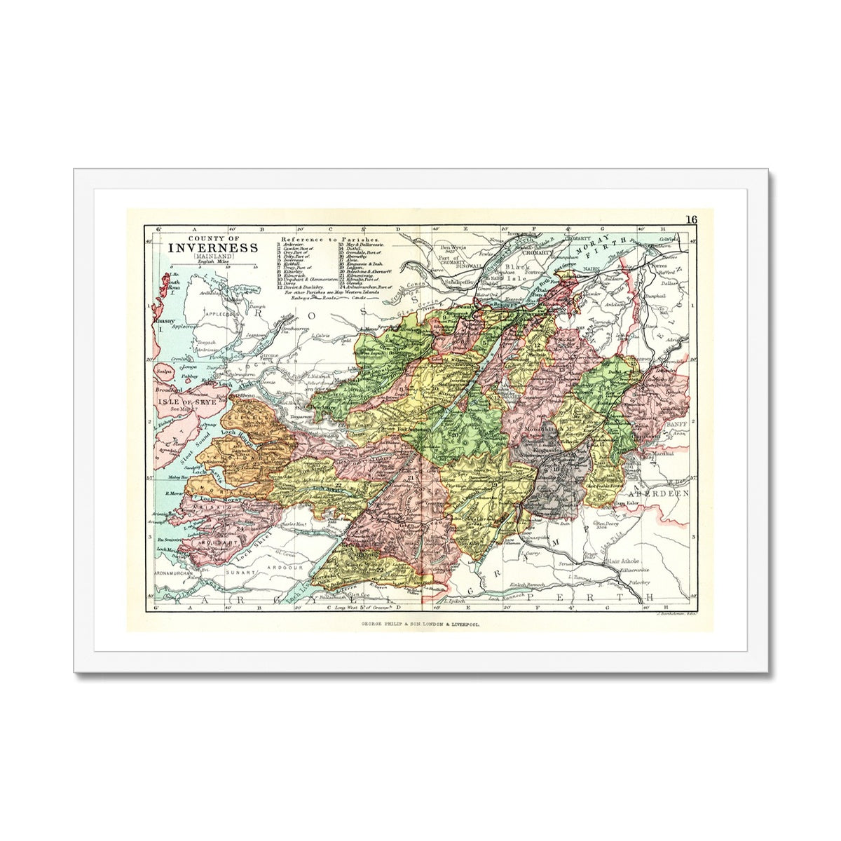 Highlands Map Print | Vintage Highlands Map - Framed