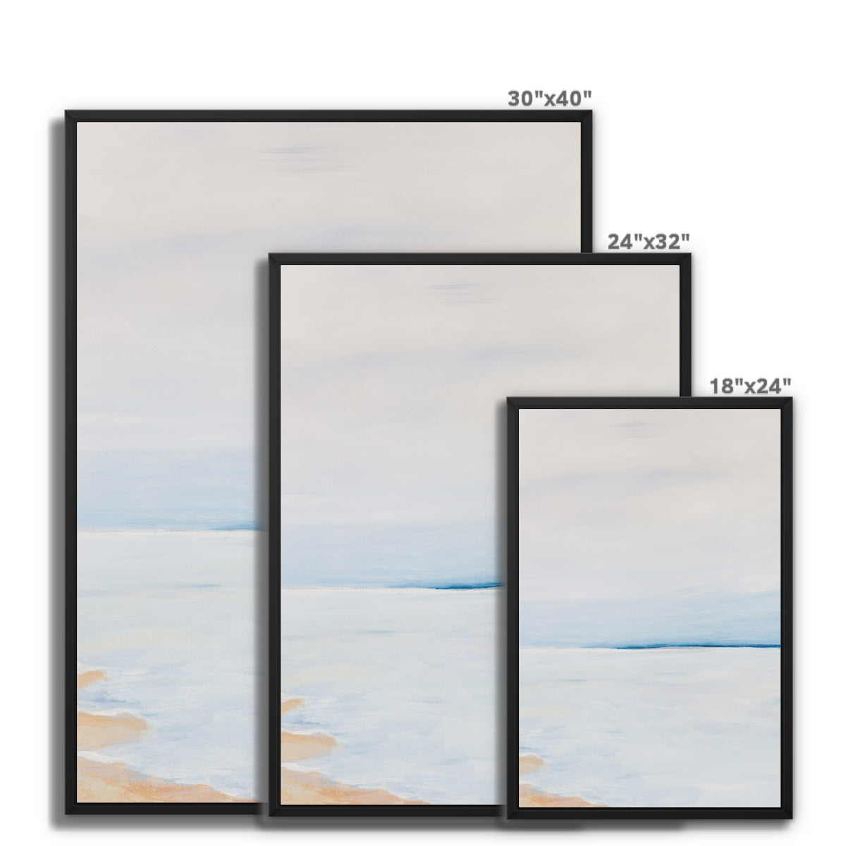 Modern Abstract Coastal Painting No 2 | Minimal Beach Painting - Framed Canvas