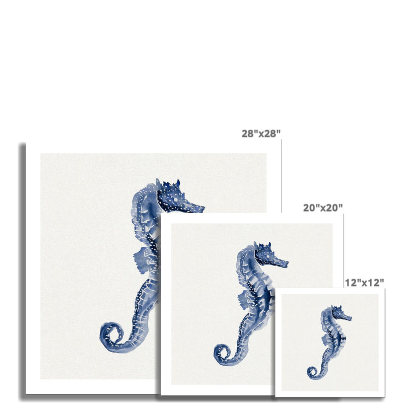 Indigo Dot Watercolour Seahorse Painting | Seahorse Art - Unframed Art Print