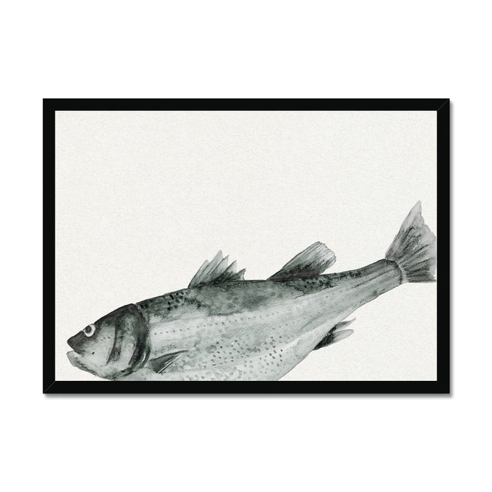 Ink Wash Fish Art Print | Seafood Art | Landscape Format  - Framed