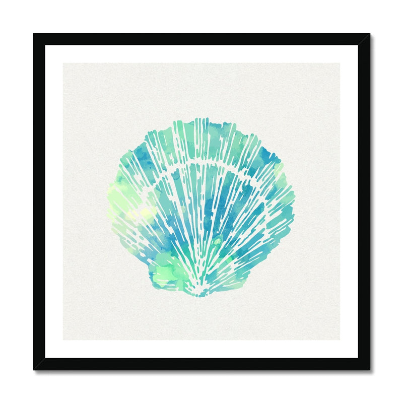 Opal Scallop Shell Art Print | Watercolour Shell Art - Framed