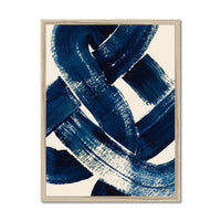 Framed abstract art print of a nautical knot in blue - coastal wall art