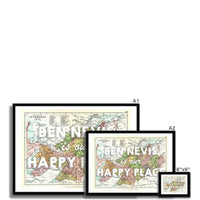 Ben Nevis Map Print - Our Happy Place White Framed Print