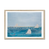 Paper Sails Painting No 1 | Mixed Media Seascape Wall Art - Framed Wall Art