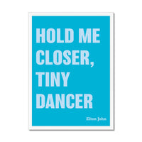 Tiny Dancer (Aqua Blue) Song Lyric Typography Art Print - Framed Beach House Art - Vintage bird paintings