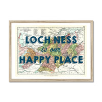 Loch Ness Map Print - Our Happy Place Navy Framed Print