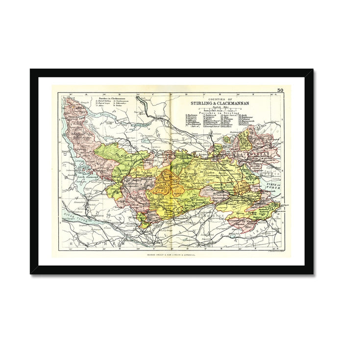 Stirling and Clackmannanshire Map Print - Framed