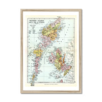 Western Isles of Scotland Vintage Map Print | Outer Hebrides Map Print - Framed Print