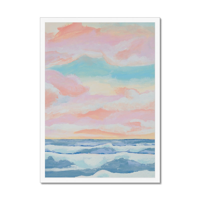 Dawn Seascape Painting | Blue Ocean Painting - Framed Wall Art