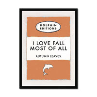 Autumn Leaves Quote on Vintage Book Cover  Print - Framed