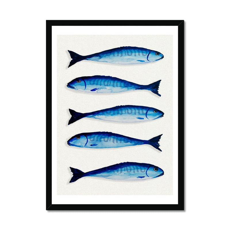 Mackerel Painting | Kitchen Fish Wall Art Print  - Framed