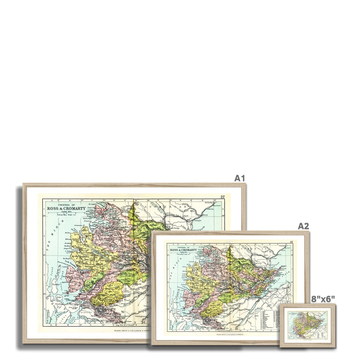 Ross and Cromarty Map Print | Vintage Map - Framed