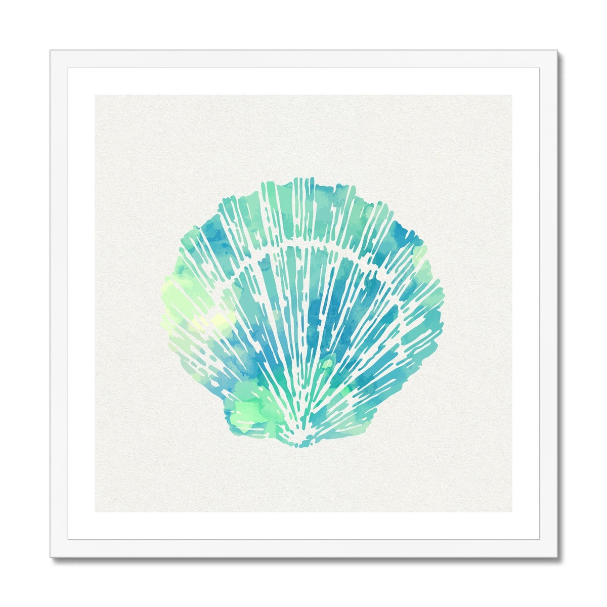 Opal Scallop Shell Art Print | Watercolour Shell Art - Framed