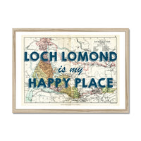 Loch Lomond  is my Happy Place Quote on Vintage Loch Lomond Map Print | Navy - Framed