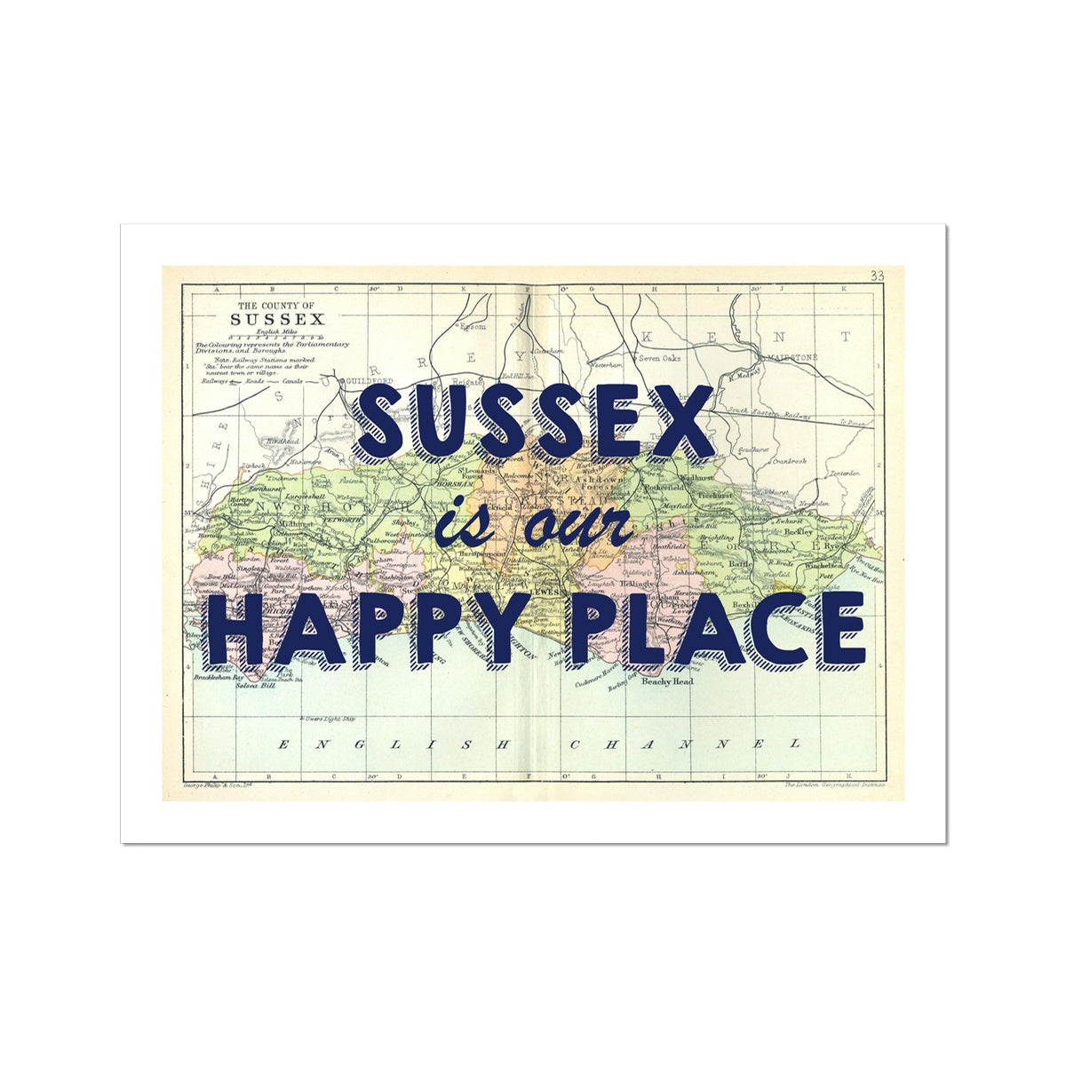 Sussex is our Happy Place | Dk Navy Special - Unframed