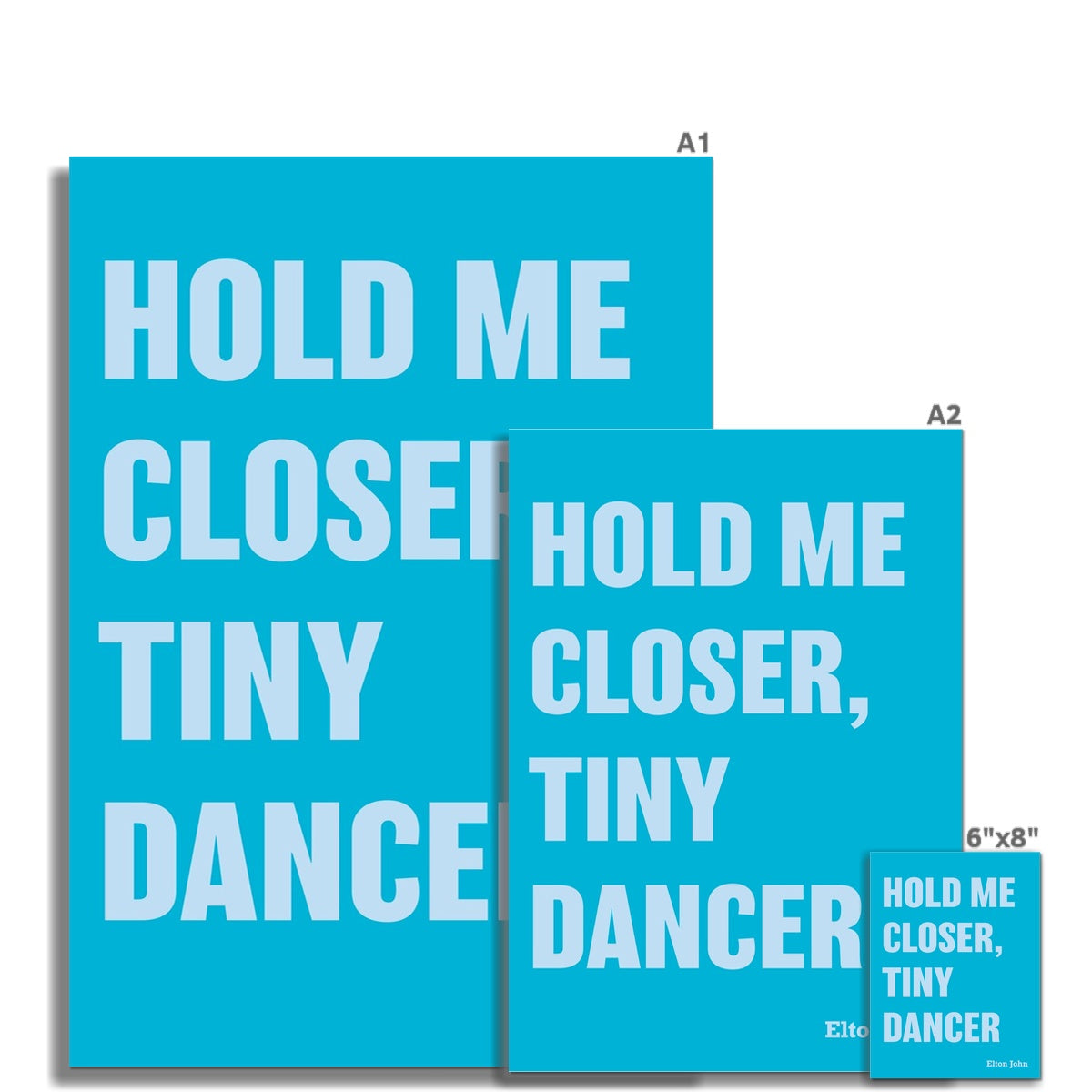 Tiny Dancer (Aqua Blue) Song Lyric Typography Art Print - Unframed Beach House Art - Vintage bird paintings