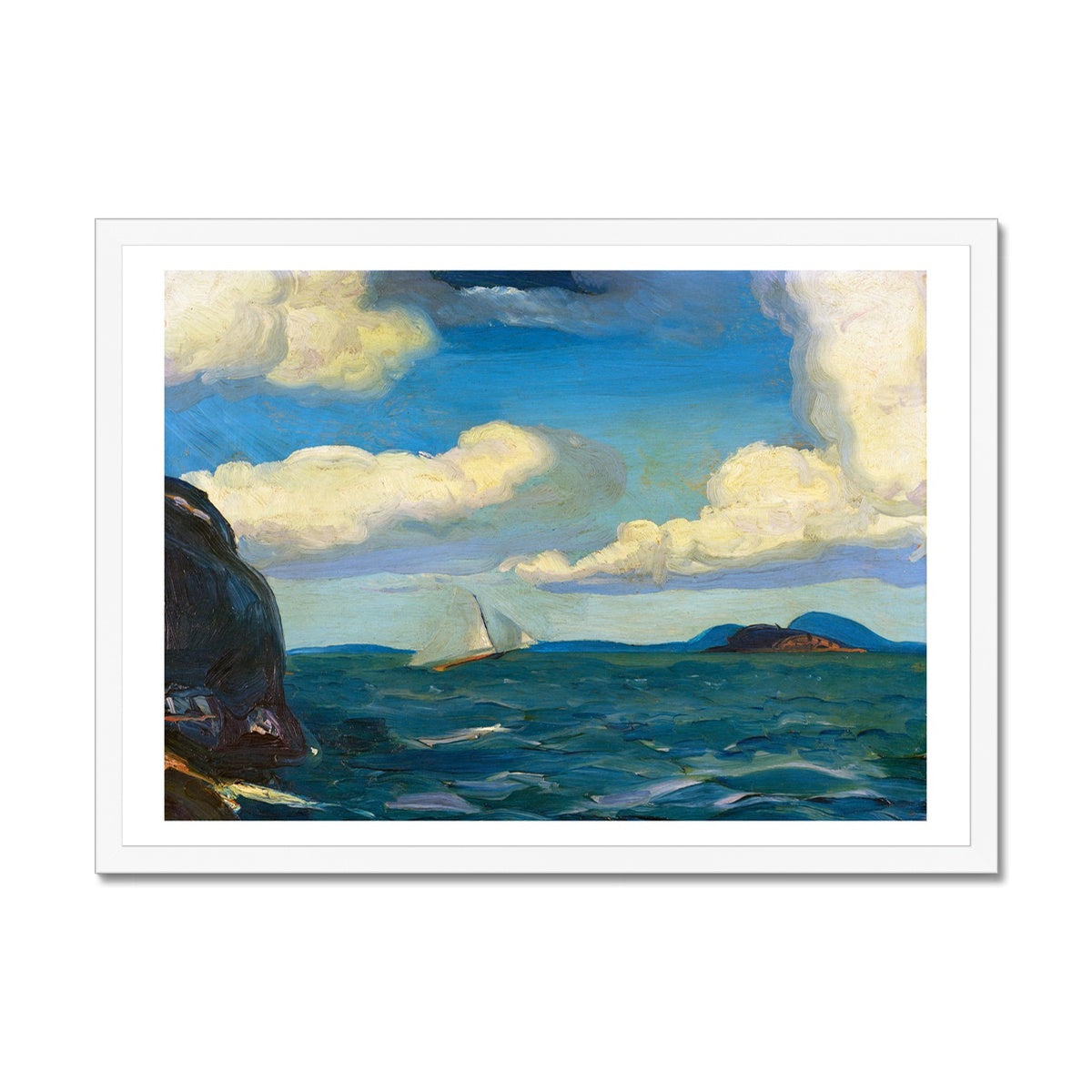 A Fresh Breeze Beach Painting | Vintage Boat Painting Wall Art - Framed Art Print