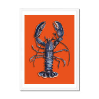 Lobster Painting | Colourful Kitchen Wall Art | Lobster Painting on Orange Background - Framed