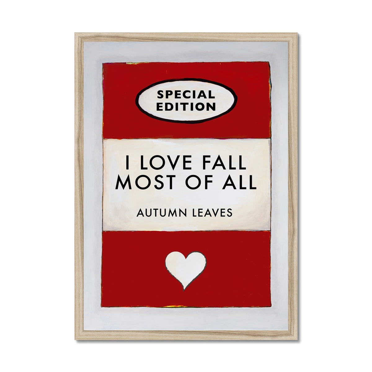 Autumn Leaves Quote on  Vintage Style Book Cover Print  - Framed