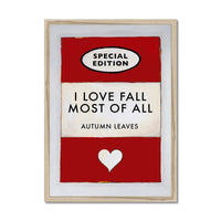 Autumn Leaves Quote on  Vintage Style Book Cover Print  - Framed