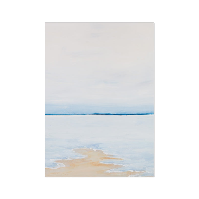 Modern Abstract Coastal Painting No 1 | Minimal Blue Beach Painting - Unframed Wall Art