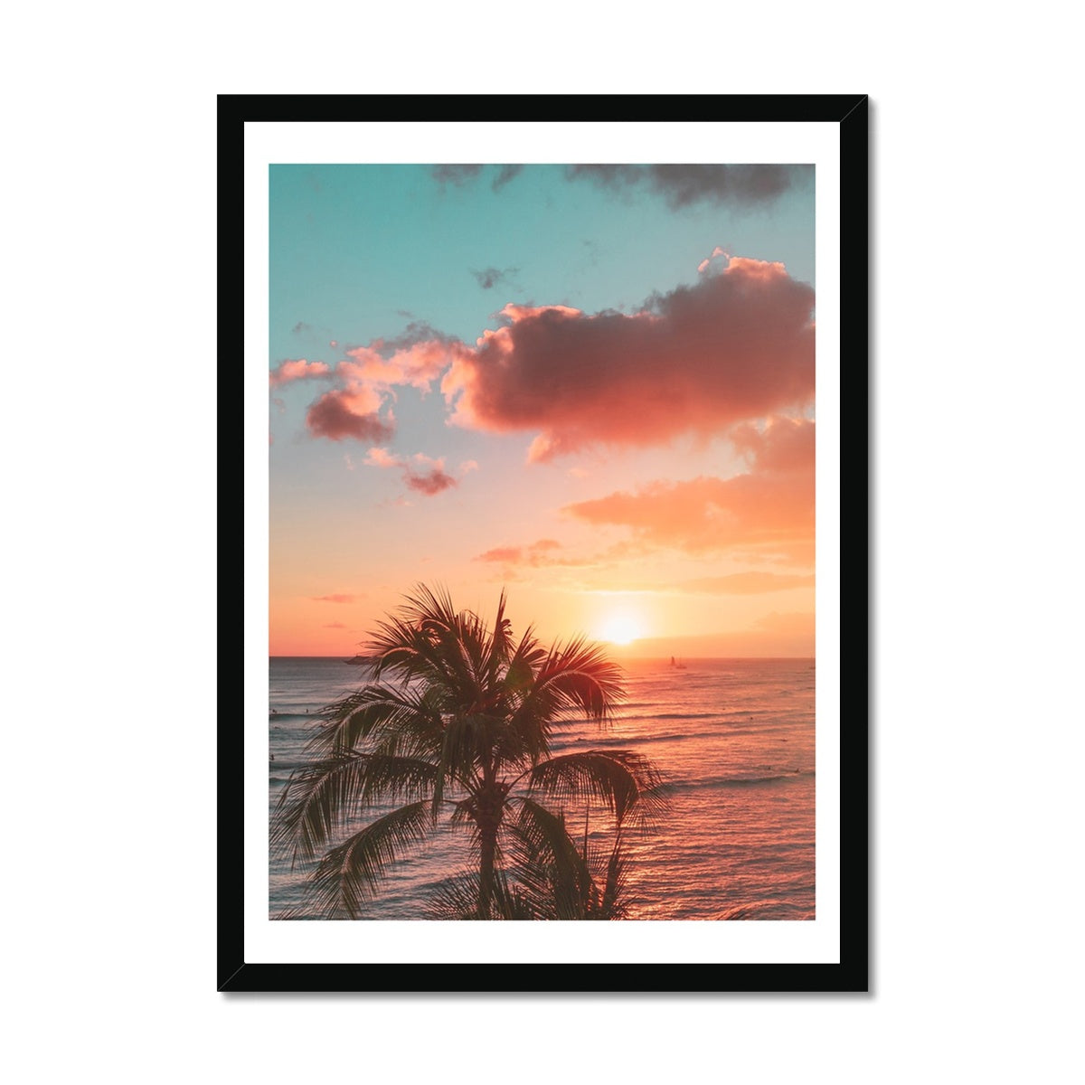 Beach Sunset Photo | Palm Photography Print - Framed Wall Art