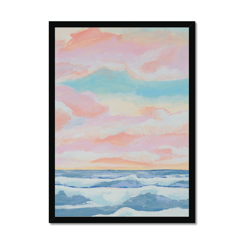 Dawn Seascape Painting | Blue Ocean Painting - Framed Wall Art