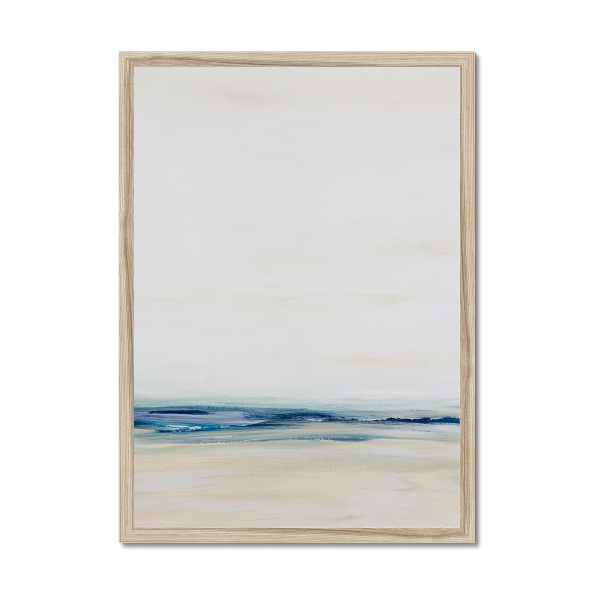 Blue Coastal Painting | Abstract Beach Painting - Framed Wall Art