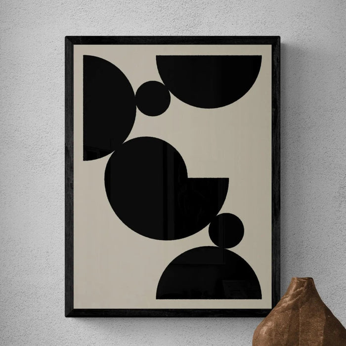 Abstract Shells No 4 - Black & Beige Abstract Wall Art - Framed - Beach House Art