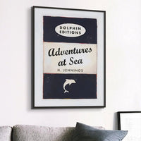 Vintage Book Art - Adventures at Sea - Unframed - Beach House Art