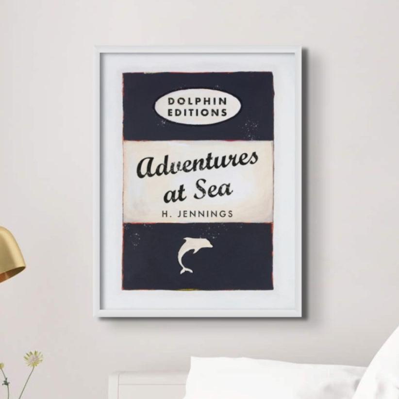 Unframed vintage book cover poster of Adventures at Sea - nautical wall art