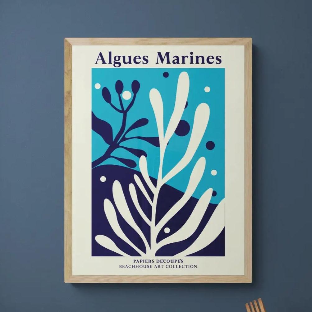 Algues Marines - Graphic Wall Art - Framed - Beach House Art